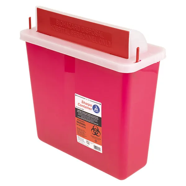 5 Quart Sharps Container, Red with Mail Box Style Lid