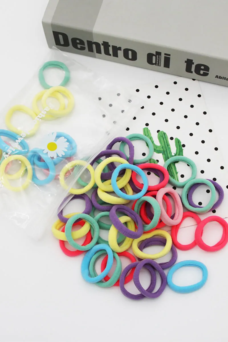 50PCS Multi colored SEAMLESS ELASTIC HAIR TIES, 50PCS PER 1 PACK