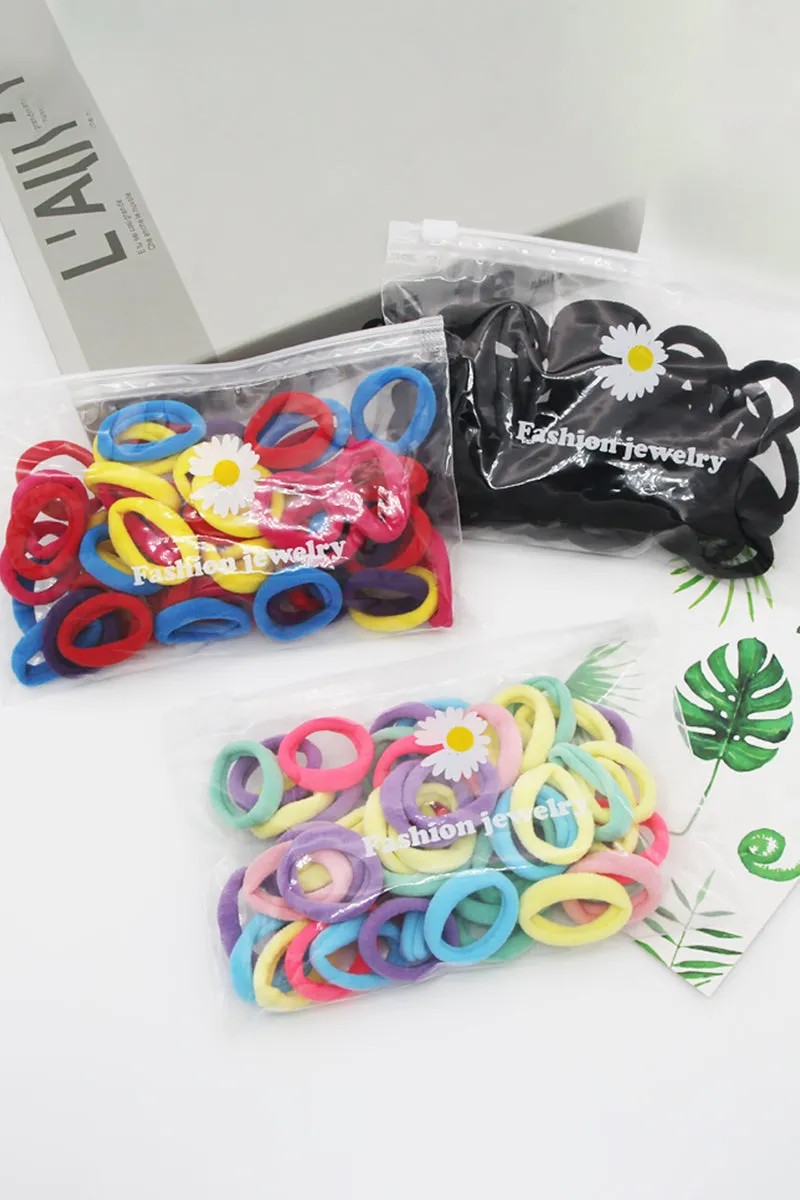 50PCS Multi colored SEAMLESS ELASTIC HAIR TIES, 50PCS PER 1 PACK