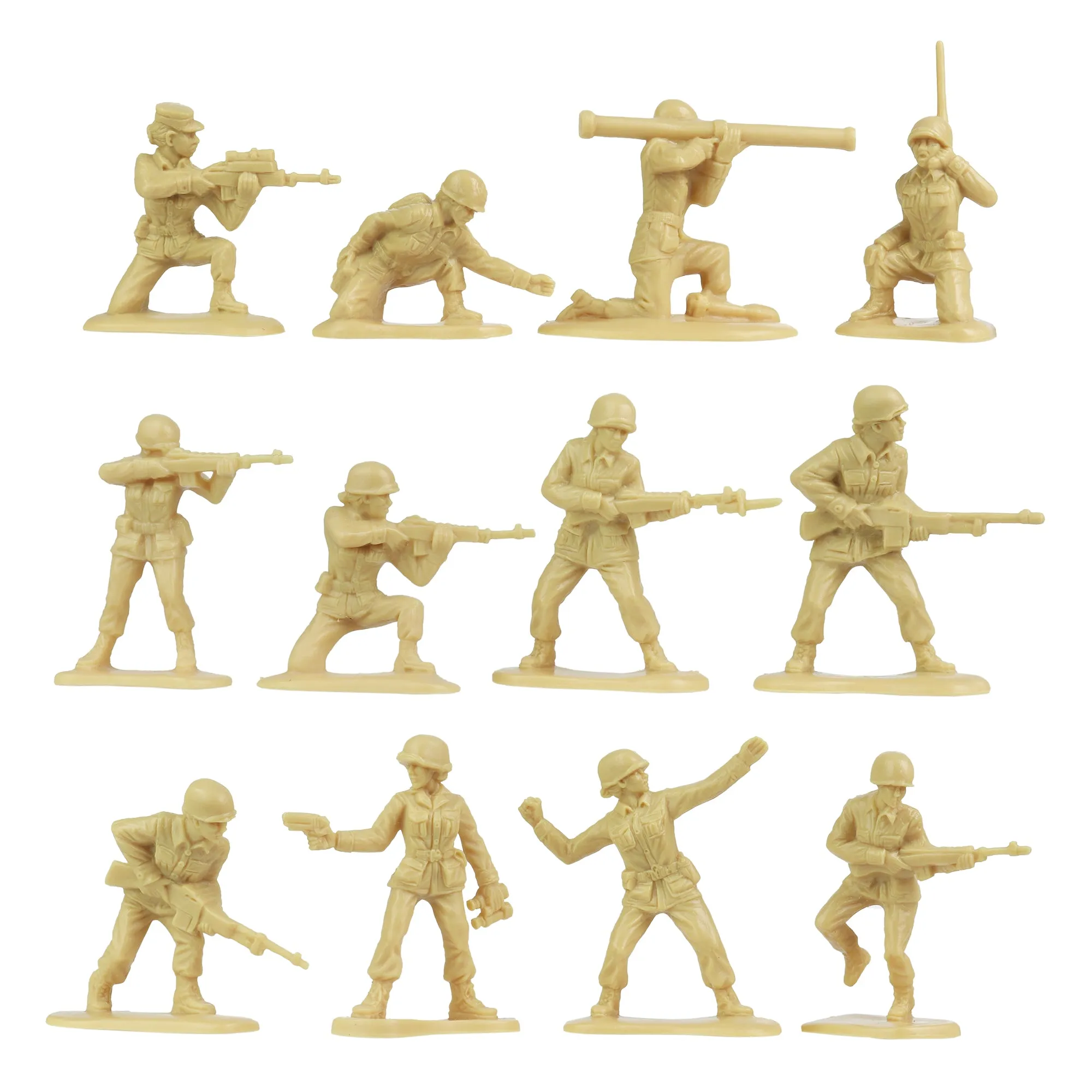 BMC BUCKET of PLASTIC ARMY WOMEN - Tan vs Green 100pc Soldier Playset - US Made