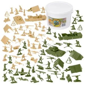 BMC BUCKET of PLASTIC ARMY WOMEN - Tan vs Green 100pc Soldier Playset - US Made