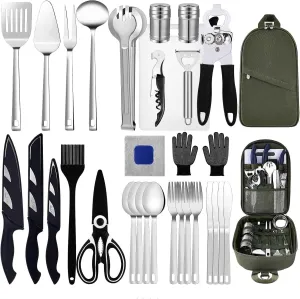 Camping Essentials Camping Accessories Gear Must Haves Camper Tent Camping Kitchen Rv Cooking Set Camping Cooking Utensils Set Supplies Gadgets Outdoor Stove Portable Picnic Gifts BBQ Stuff