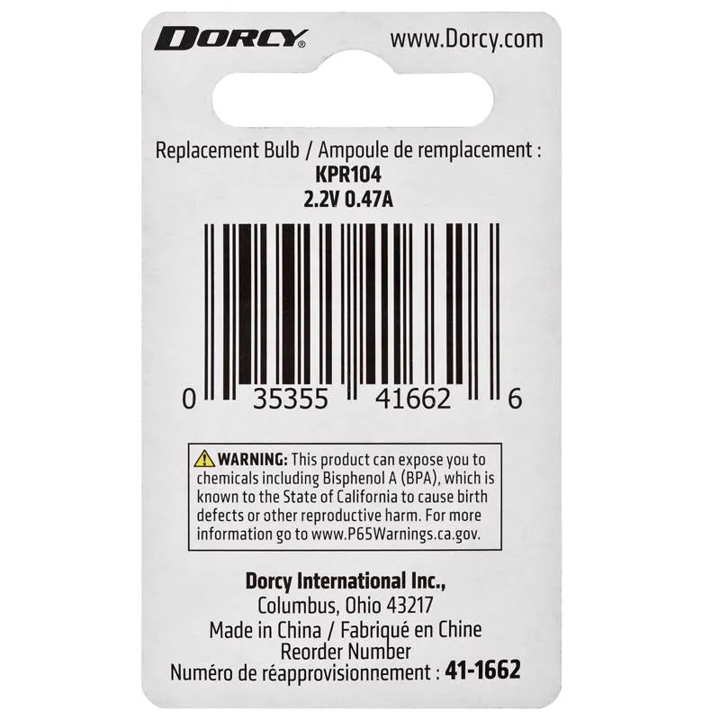 Dorcy 2C/2AA Krypton Flashlight Bulb 2.2 V Bayonet Base