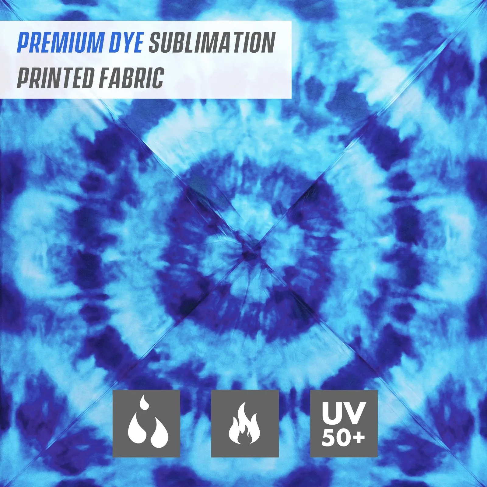 Eagle Peak SHADE GRAPHiX Day 8x8 Tripper Pop Up Canopy Tent with Digital Printed Tie Dye Blue