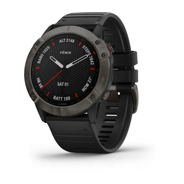 Garmin fenix® 6X Sapphire, Carbon Gray DLC w/ Black Band