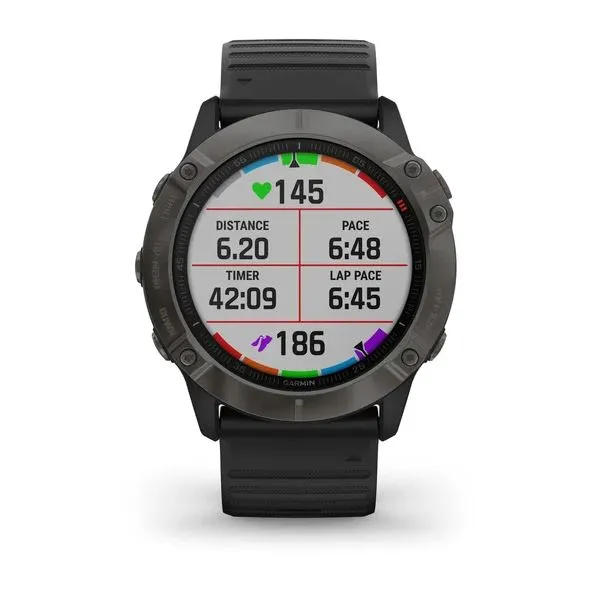 Garmin fenix® 6X Sapphire, Carbon Gray DLC w/ Black Band