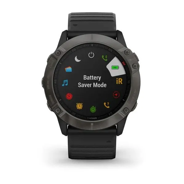 Garmin fenix® 6X Sapphire, Carbon Gray DLC w/ Black Band