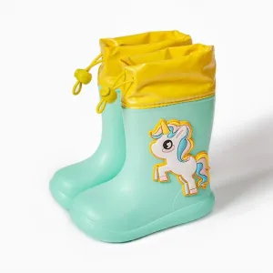 Green Unicorn 200Cartoon Unicorn Dinosaur Children Rain Boots Lace Up Eva Soft Boys Girls Rain Shoes Light Waterproof Non Slip Kids Rainboots