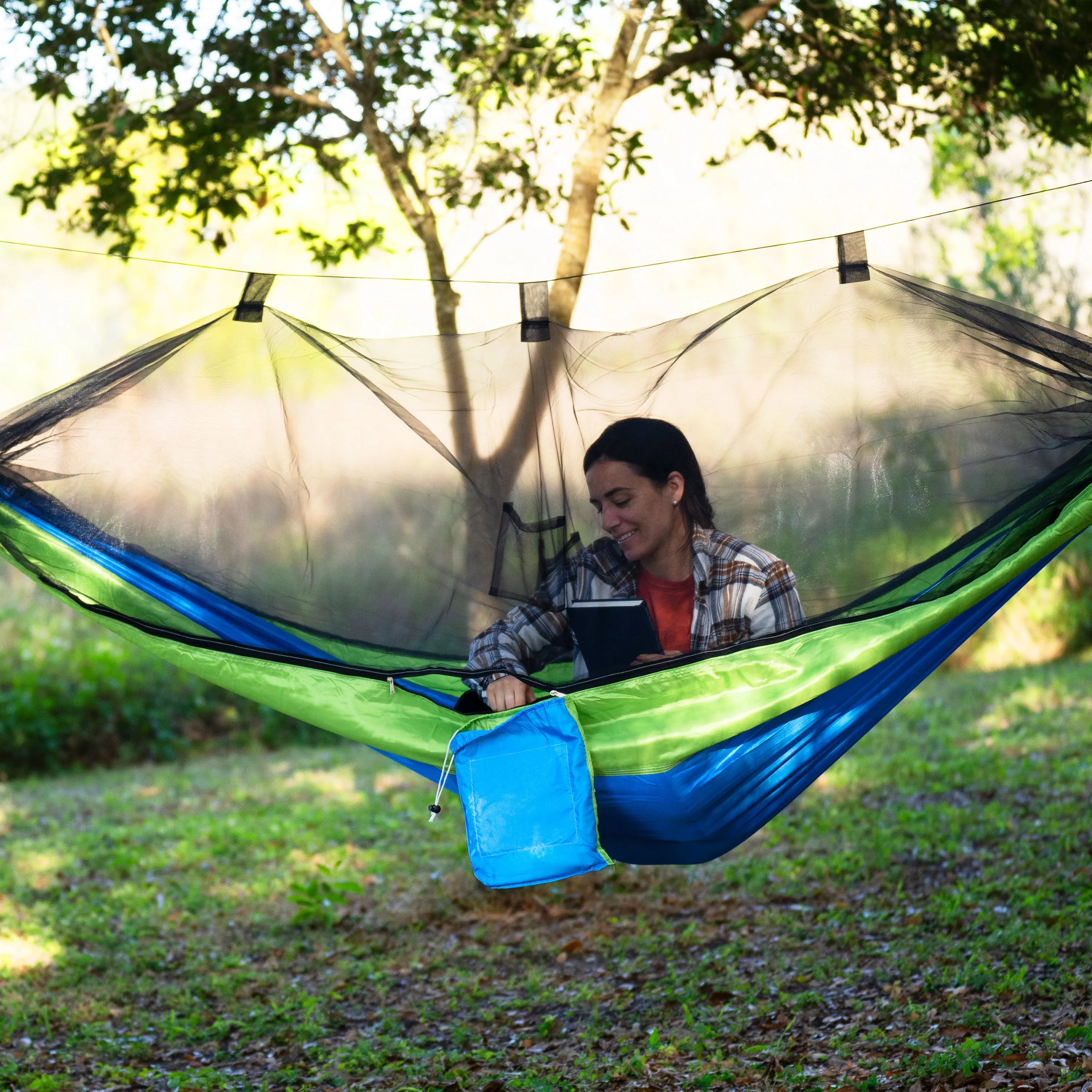 Hammock in a Bag w/ Mosquito Net & Adjustable Tree Straps | 54-in. Wide | Weather & UV Resistant | 350 Lb. Capacity