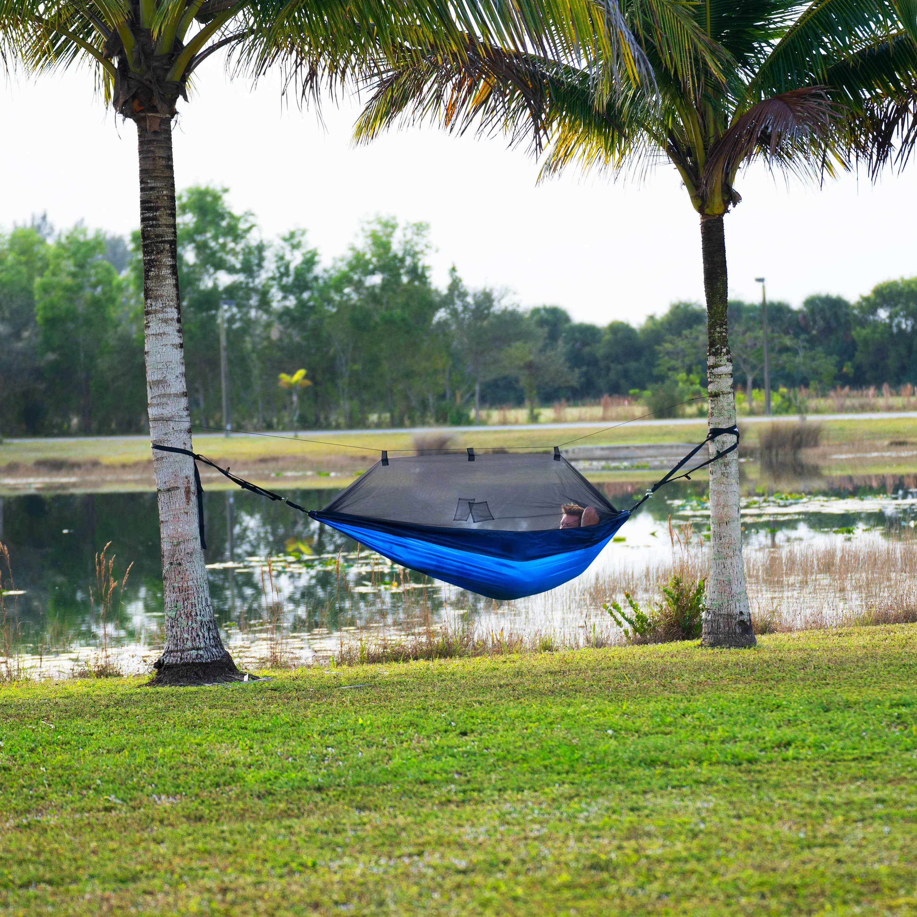 Hammock in a Bag w/ Mosquito Net & Adjustable Tree Straps | 54-in. Wide | Weather & UV Resistant | 350 Lb. Capacity