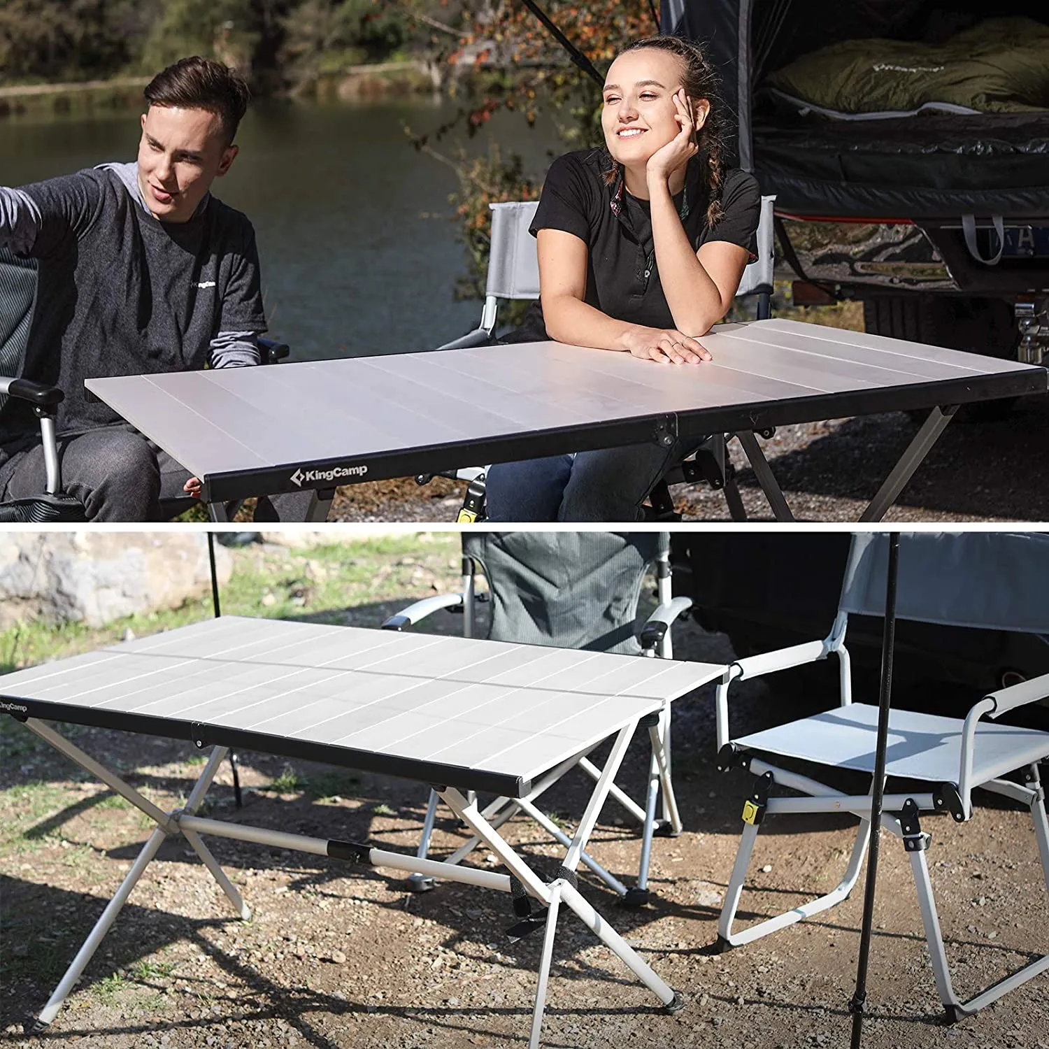 KingCamp Large Roll up Aluminum Folding Camping Table