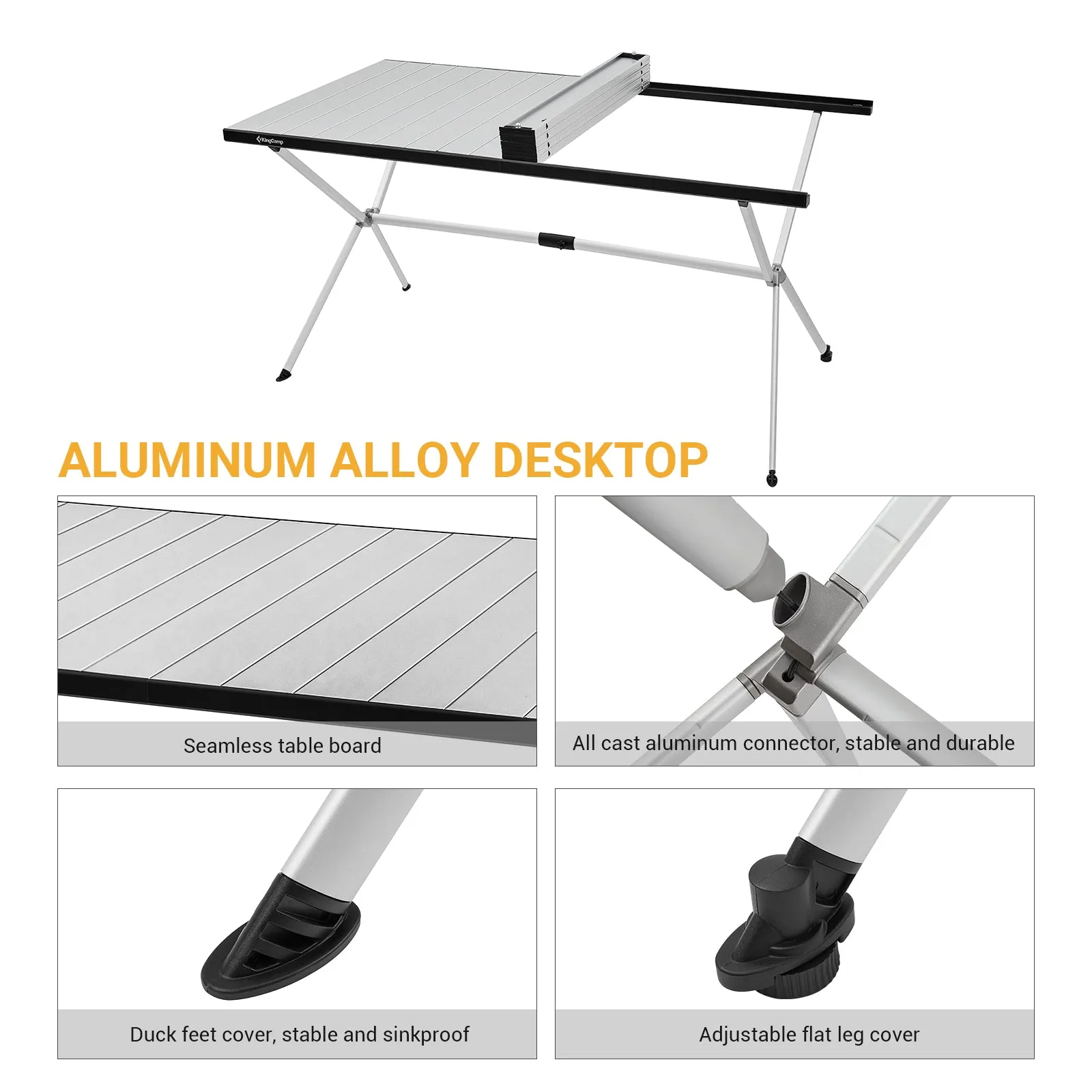 KingCamp Large Roll up Aluminum Folding Camping Table