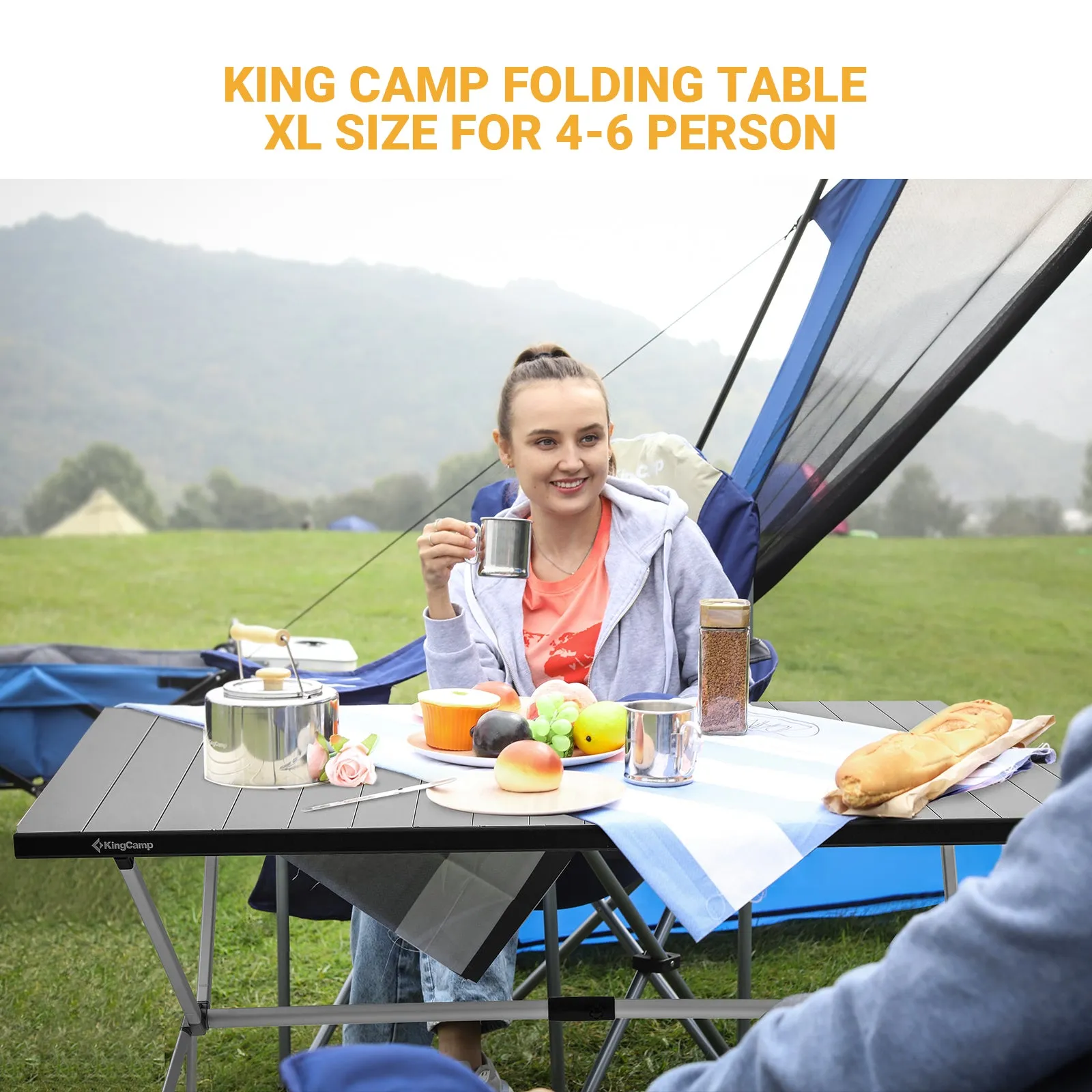 KingCamp Large Roll up Aluminum Folding Camping Table