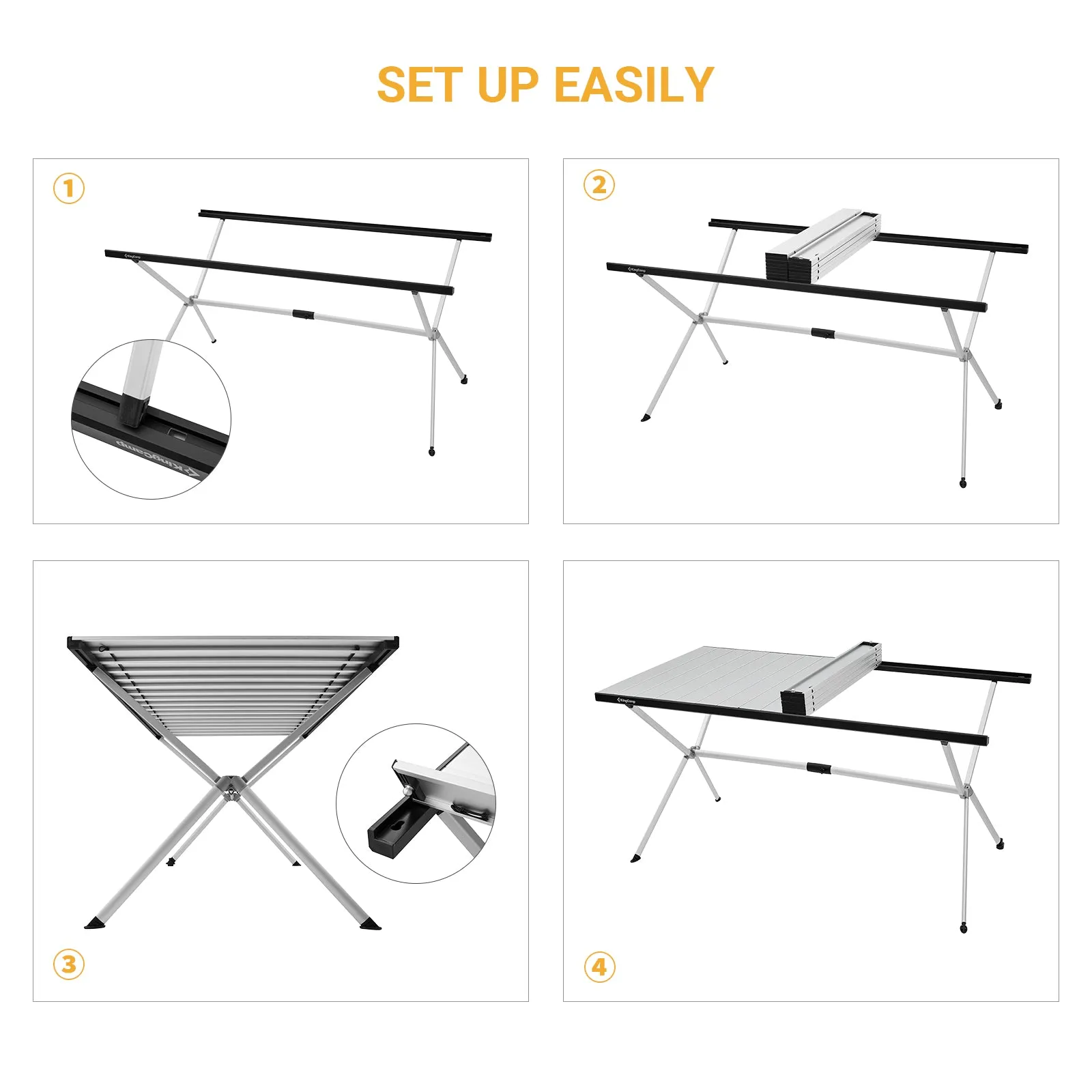 KingCamp Large Roll up Aluminum Folding Camping Table