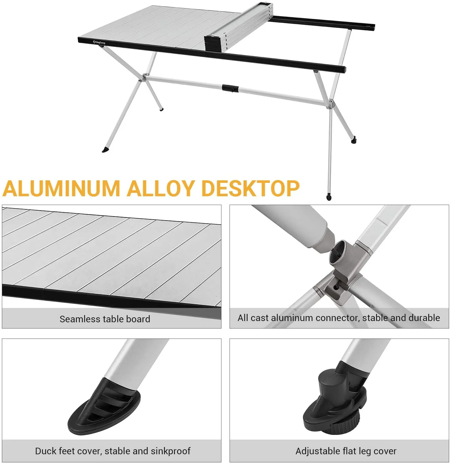 KingCamp Large Roll up Aluminum Folding Camping Table