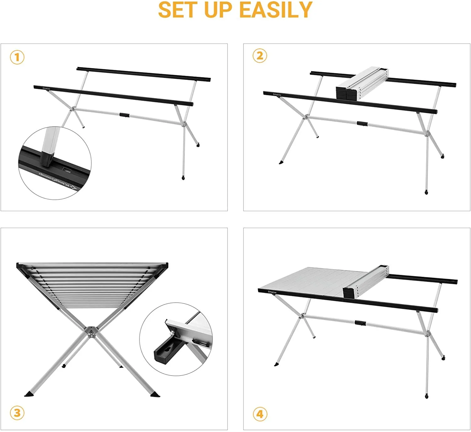 KingCamp Large Roll up Aluminum Folding Camping Table