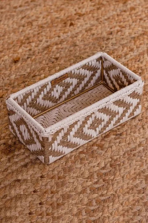 Memories Trinket Storage Tray - Jute & White