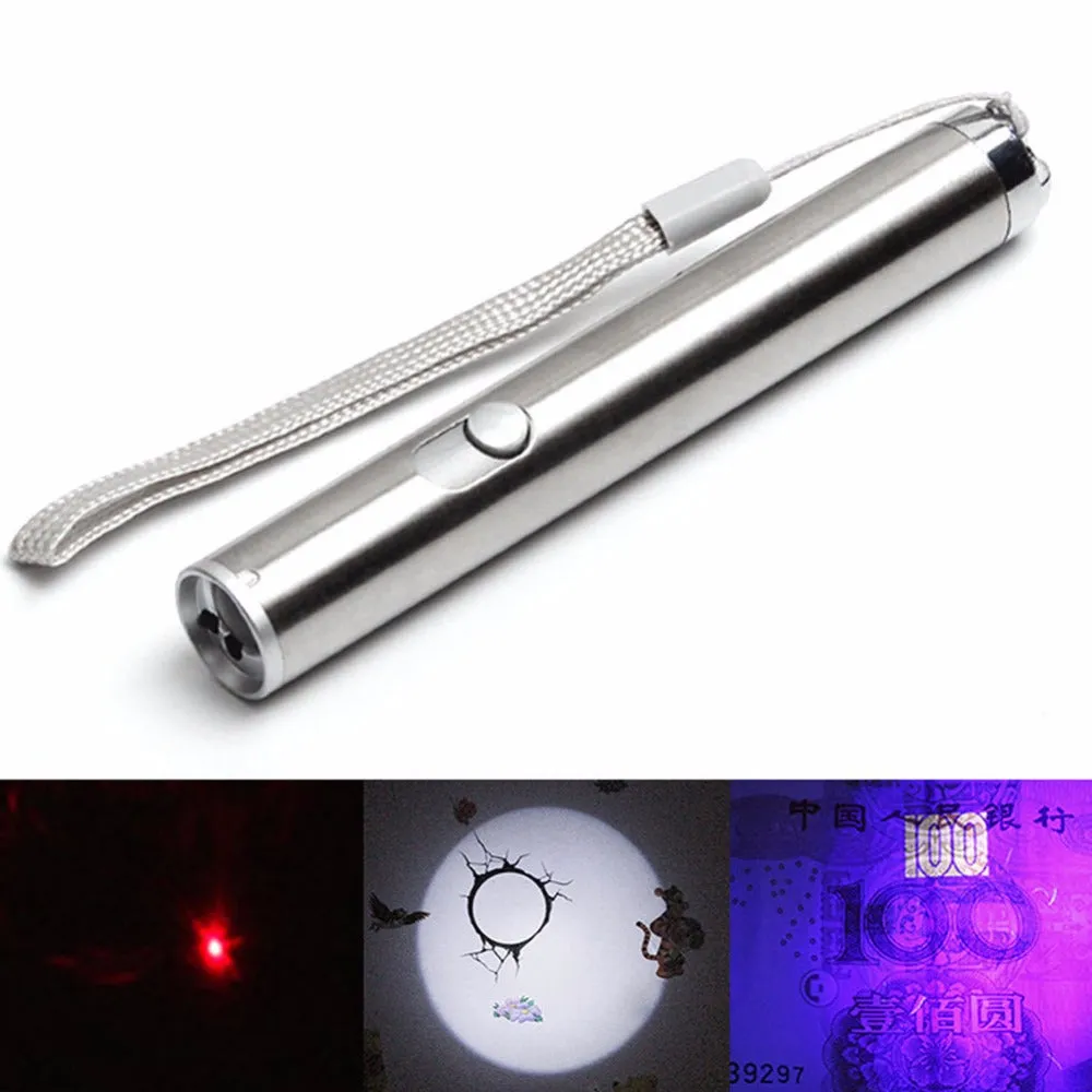 Multifunction Mini Flashlight Portable Aluminium Alloy LED UV&Red Waterproof Laser&Lighting