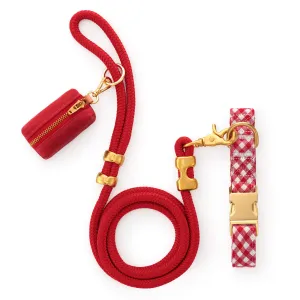 Red Gingham Collar Walk Set