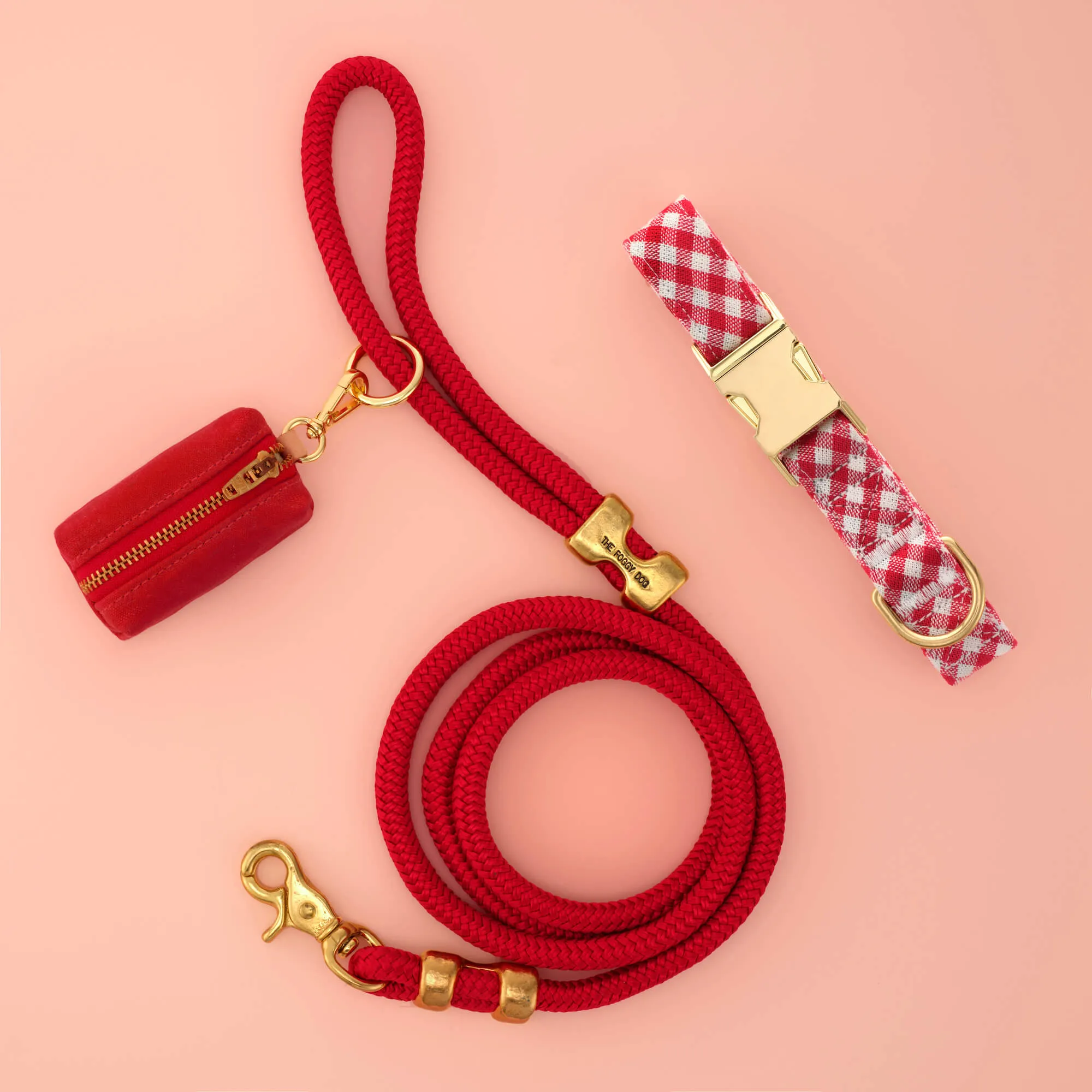 Red Gingham Collar Walk Set