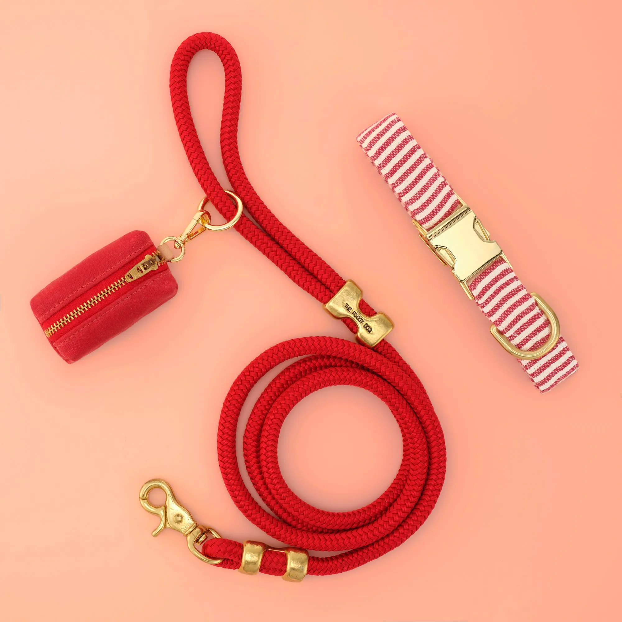 Red Stripe Collar Walk Set