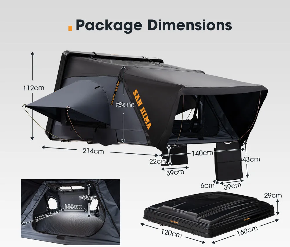 San Hima Jervis Gen 2 Roof Top Tent Hardshell Side Opening With Ladder Camping