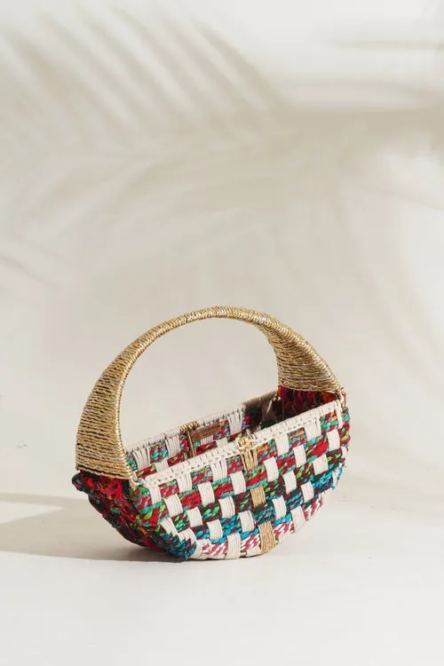 Sirohi Gul Upcycled Textile Basket With Handle