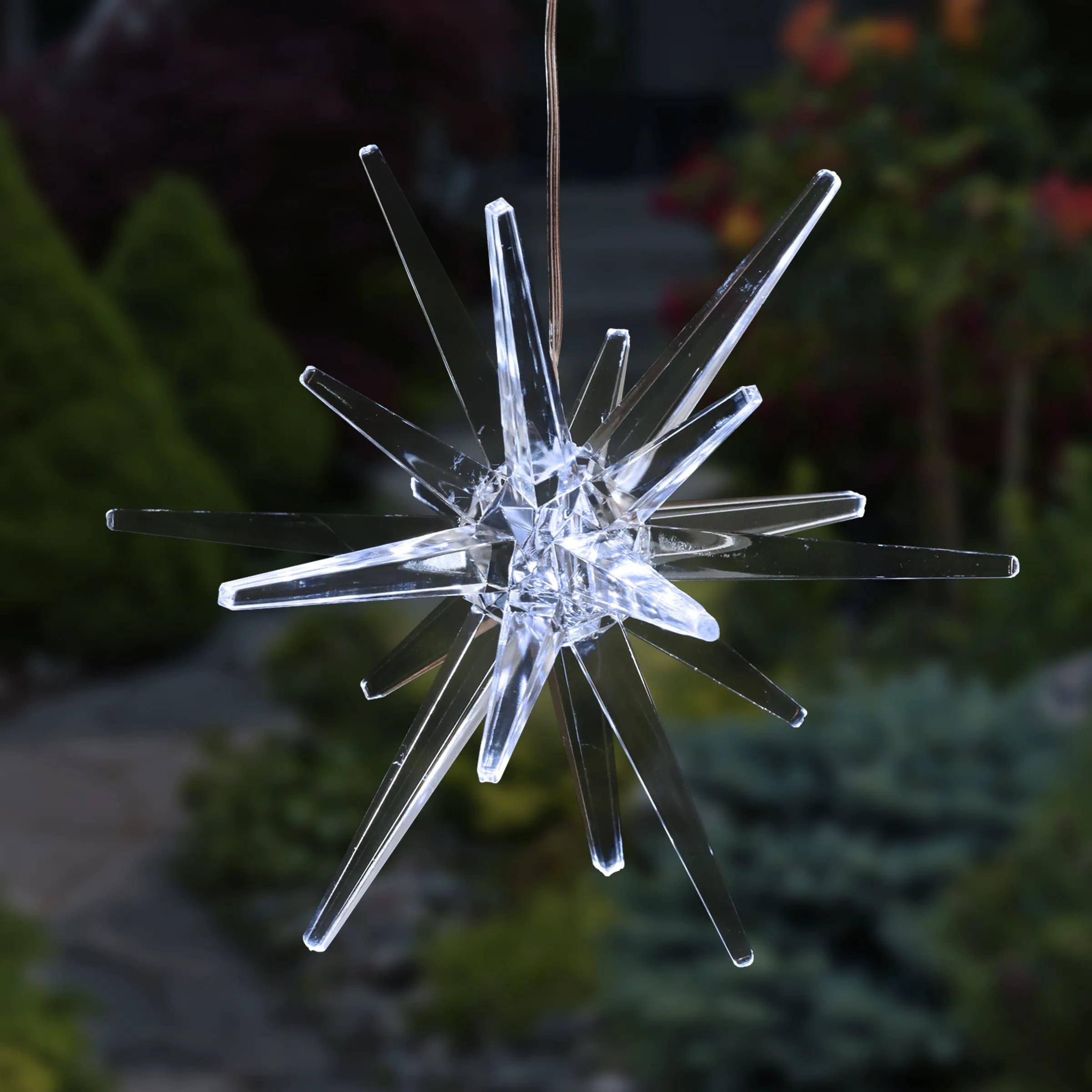 Solar Acrylic Hanging Star Garden Decor with White LED light, 8 by 28 inches