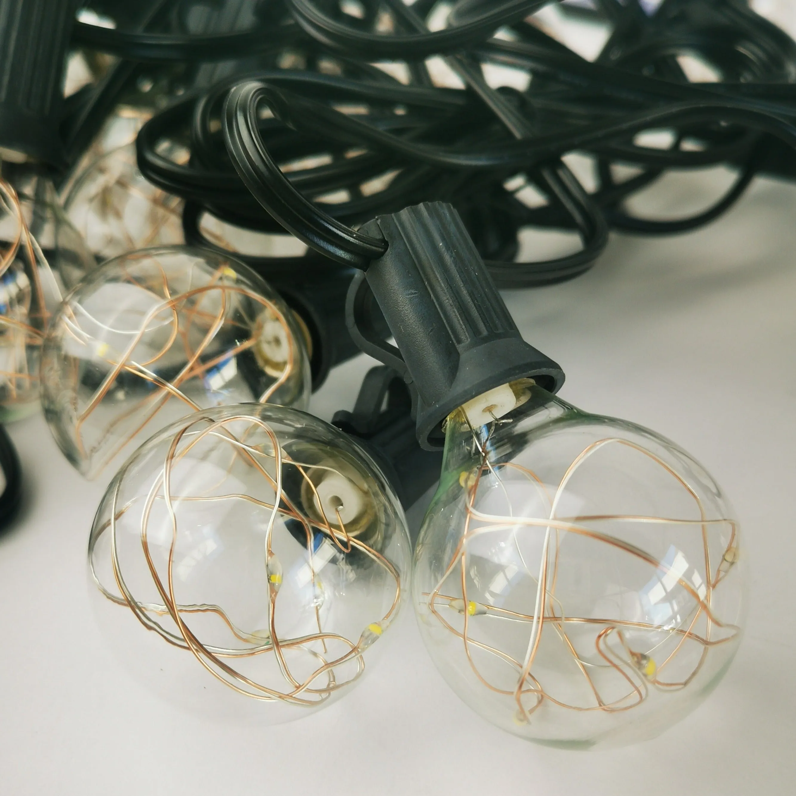 Solar G40 Copper Wire Festoon Lights | 7.6m 25 Bulbs