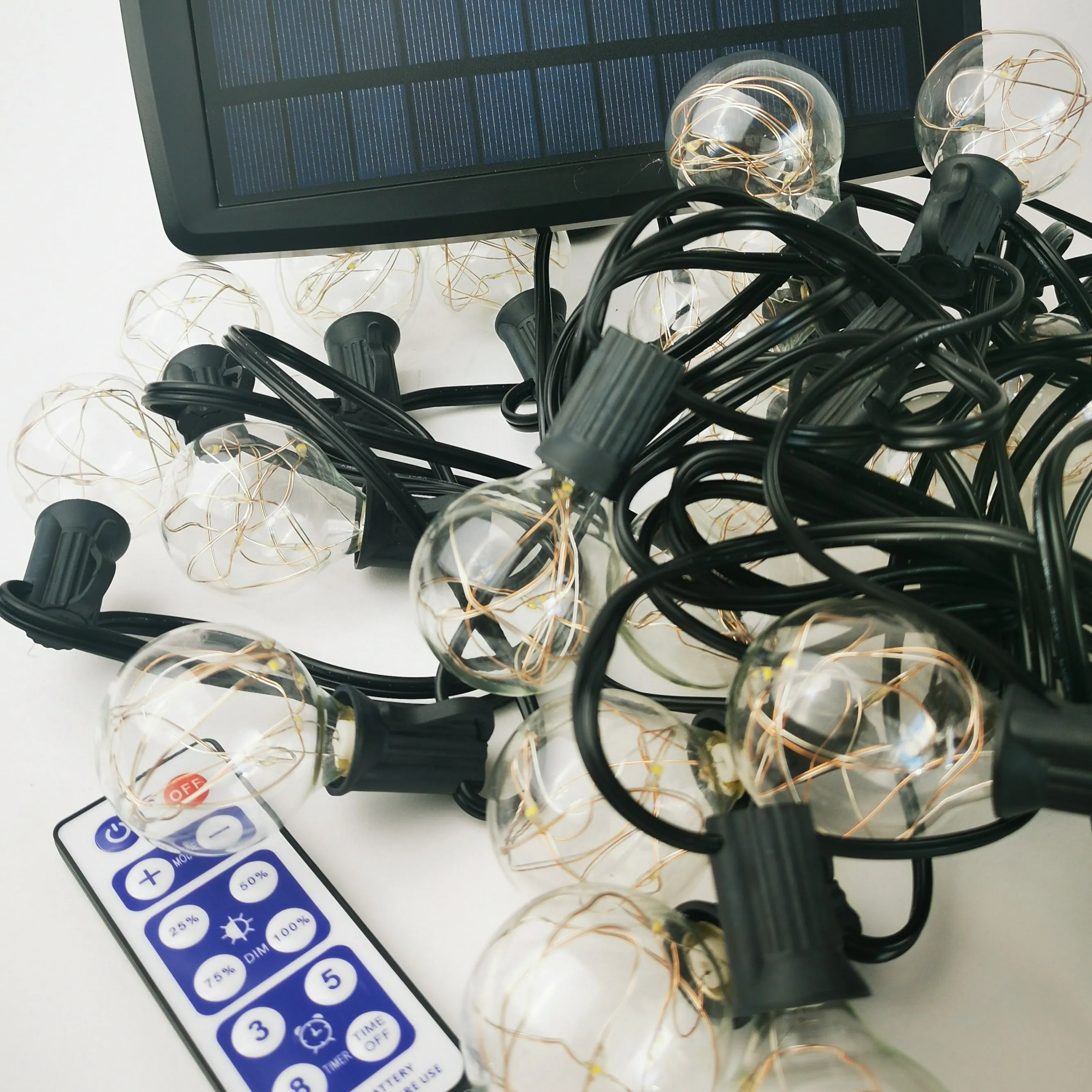 Solar G40 Copper Wire Festoon Lights | 7.6m 25 Bulbs