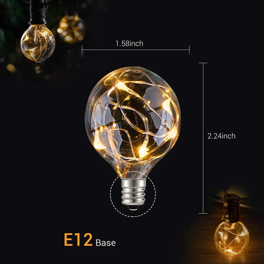 Solar G40 Copper Wire Festoon Lights | 7.6m 25 Bulbs