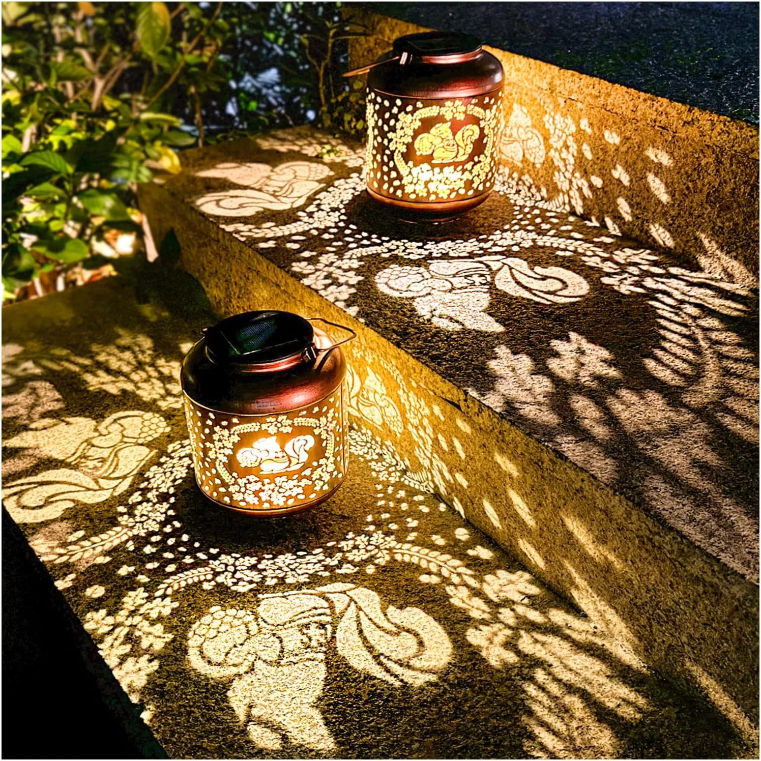 Solar Lanterns with LED Lights, Waterproof Outdoor Metal Decor for Yard, Patio, Lawn, Pathway & Tabletop