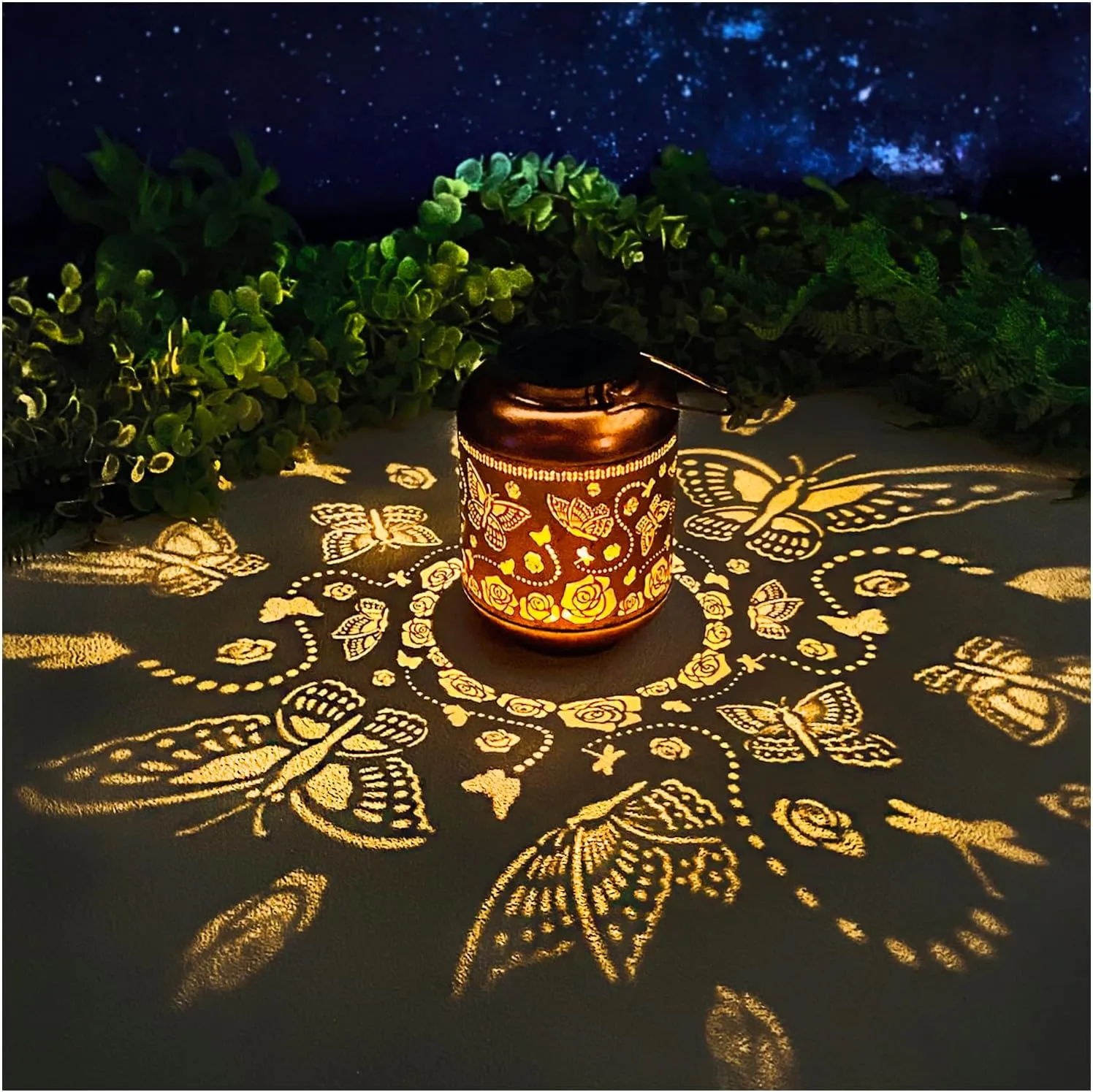 Solar Lanterns with LED Lights, Waterproof Outdoor Metal Decor for Yard, Patio, Lawn, Pathway & Tabletop