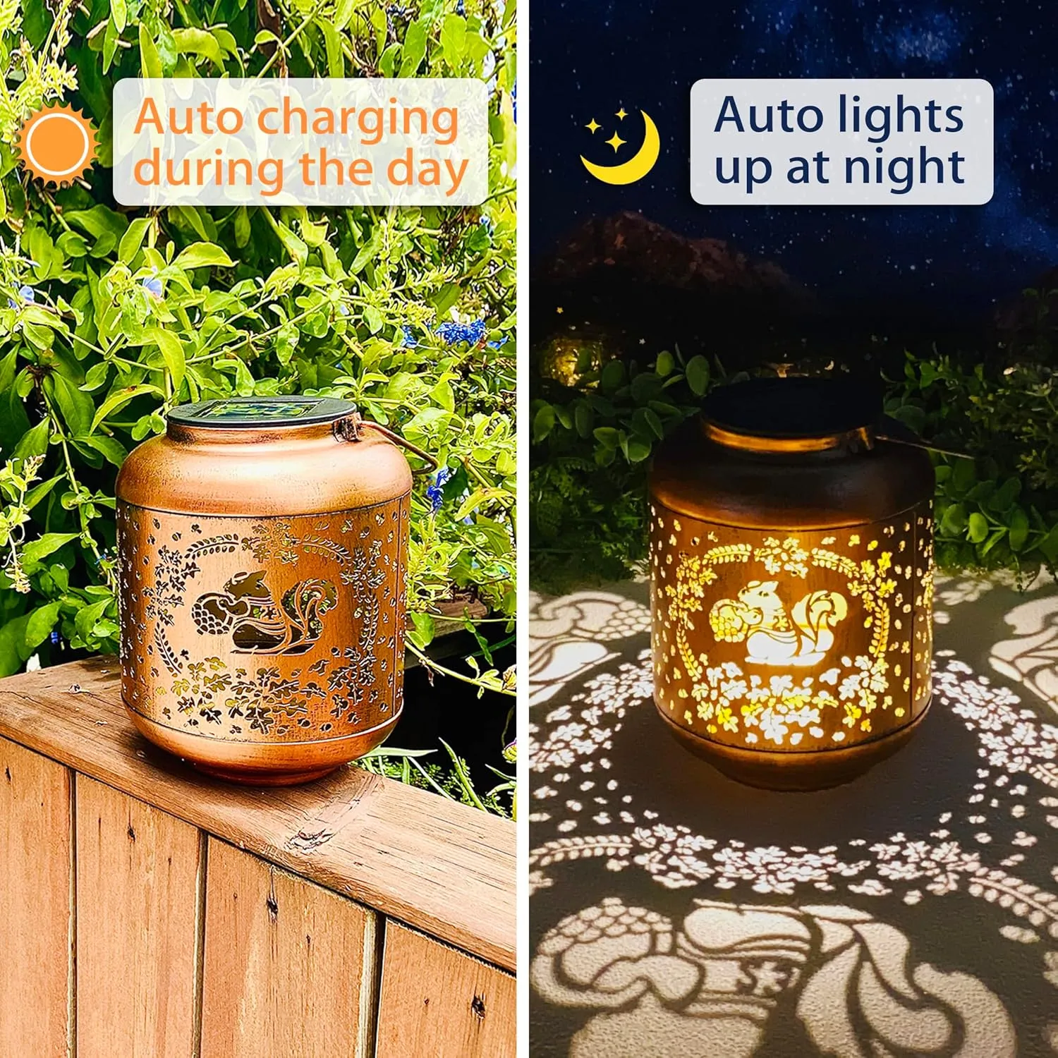 Solar Lanterns with LED Lights, Waterproof Outdoor Metal Decor for Yard, Patio, Lawn, Pathway & Tabletop