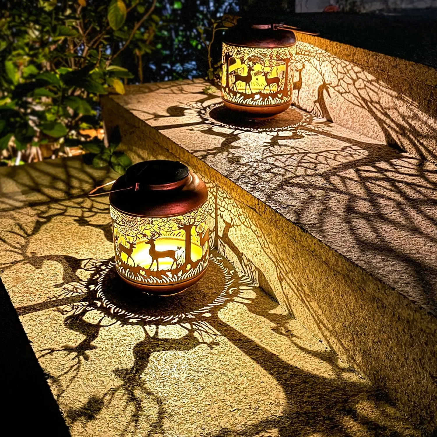 Solar Lanterns with LED Lights, Waterproof Outdoor Metal Decor for Yard, Patio, Lawn, Pathway & Tabletop