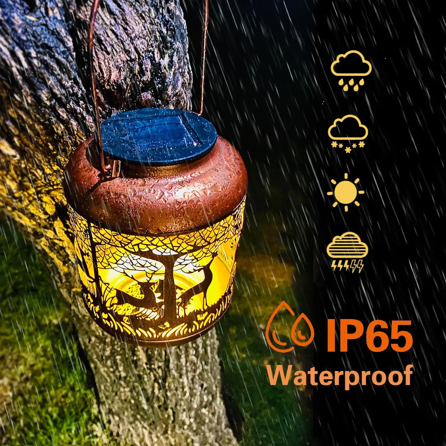 Solar Lanterns with LED Lights, Waterproof Outdoor Metal Decor for Yard, Patio, Lawn, Pathway & Tabletop