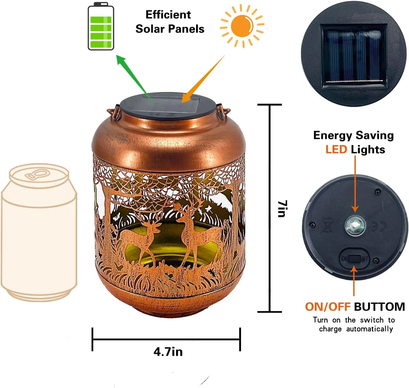 Solar Lanterns with LED Lights, Waterproof Outdoor Metal Decor for Yard, Patio, Lawn, Pathway & Tabletop