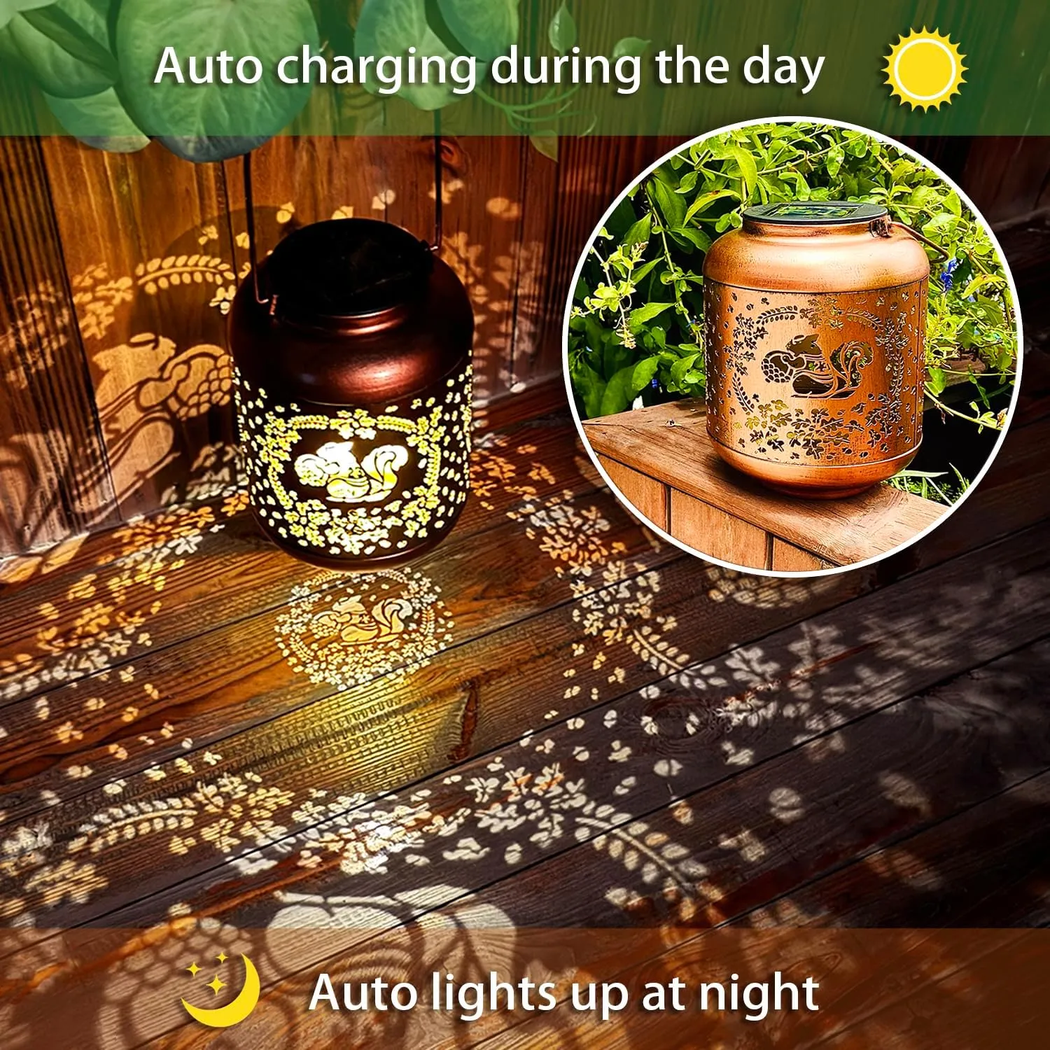 Solar Lanterns with LED Lights, Waterproof Outdoor Metal Decor for Yard, Patio, Lawn, Pathway & Tabletop