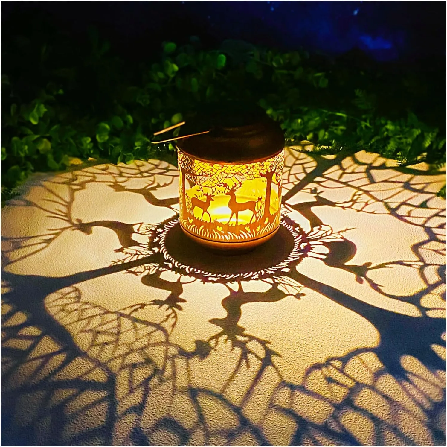 Solar Lanterns with LED Lights, Waterproof Outdoor Metal Decor for Yard, Patio, Lawn, Pathway & Tabletop