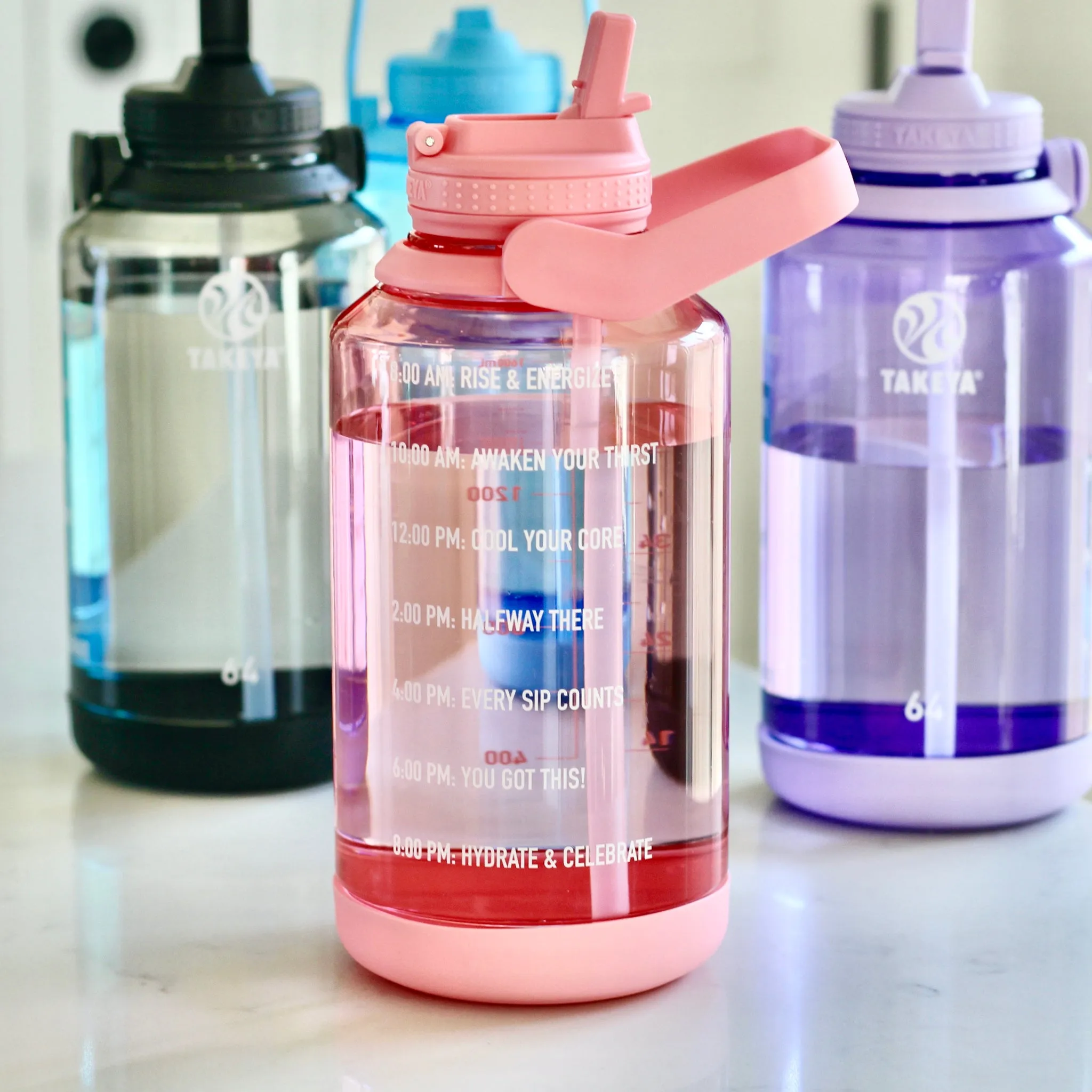 Tritan Motivational Water Bottle with Straw Lid